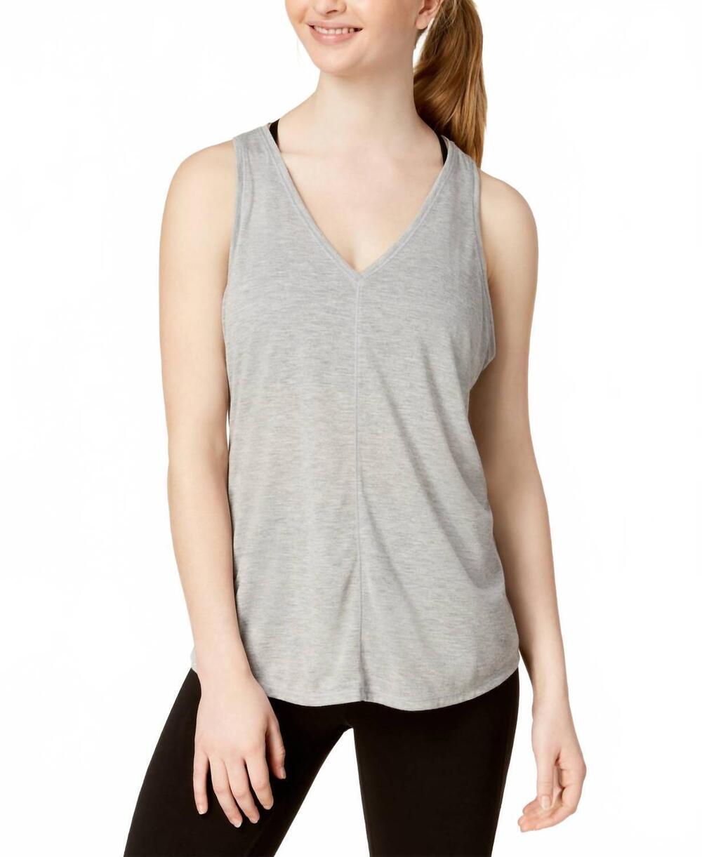 NEW CALVIN KLEIN vent back tank top in pearl gray heather